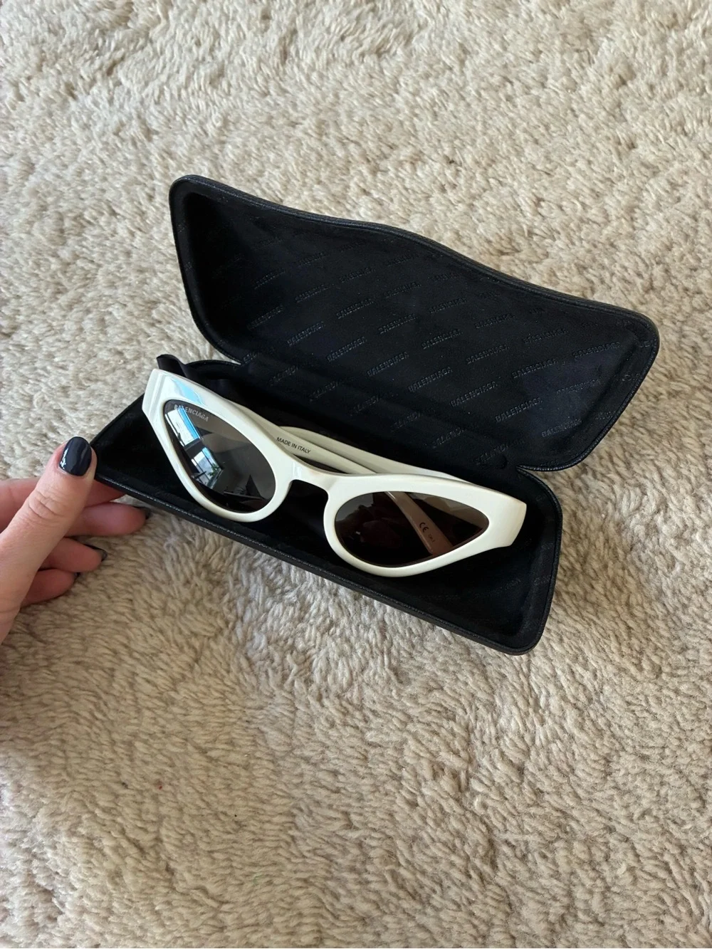 Balenciaga BB0176S white acetate cat eye sunglasses